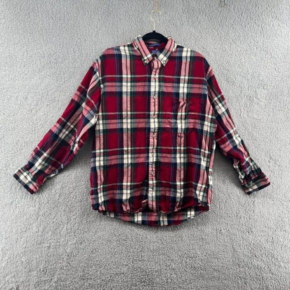 PENDLETON Plaid Button Up Shirt Mens Sz Large Red White - Picture 1 of 12